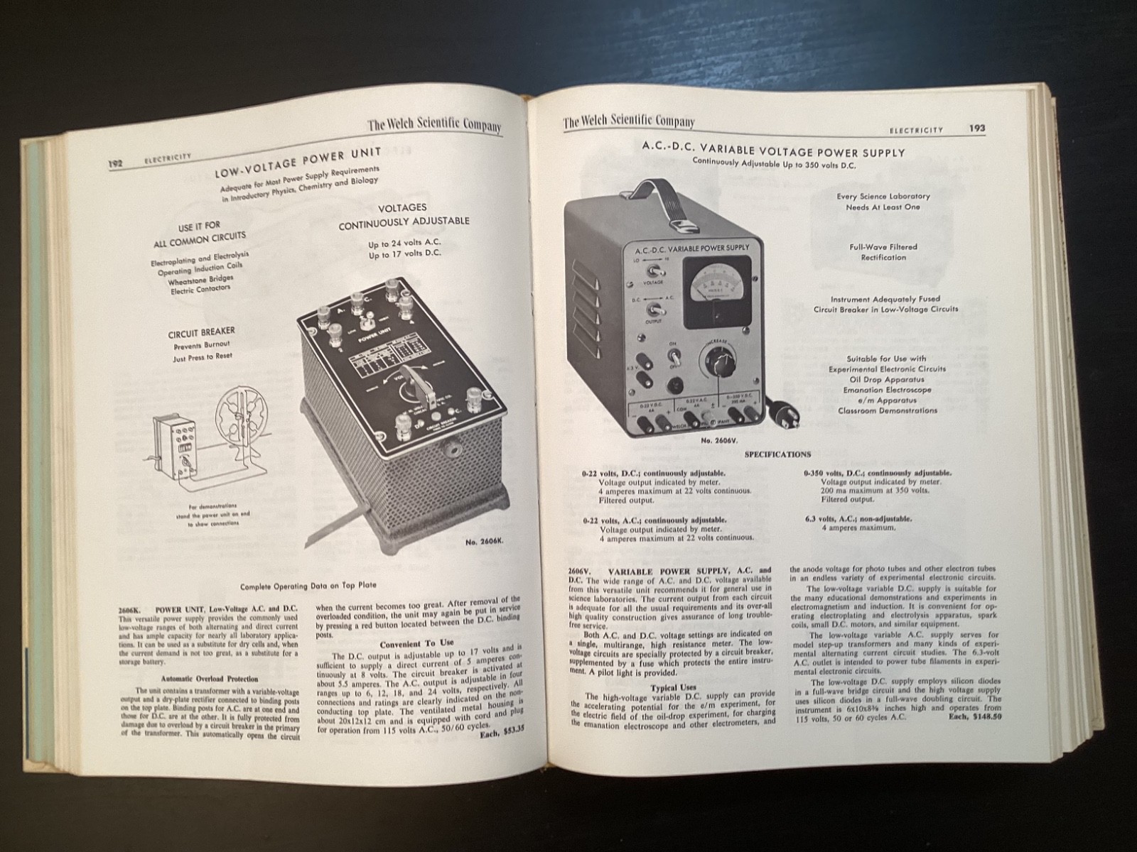 1968 Welch Laboratory Apparatus Hardcover Scientific Catalog