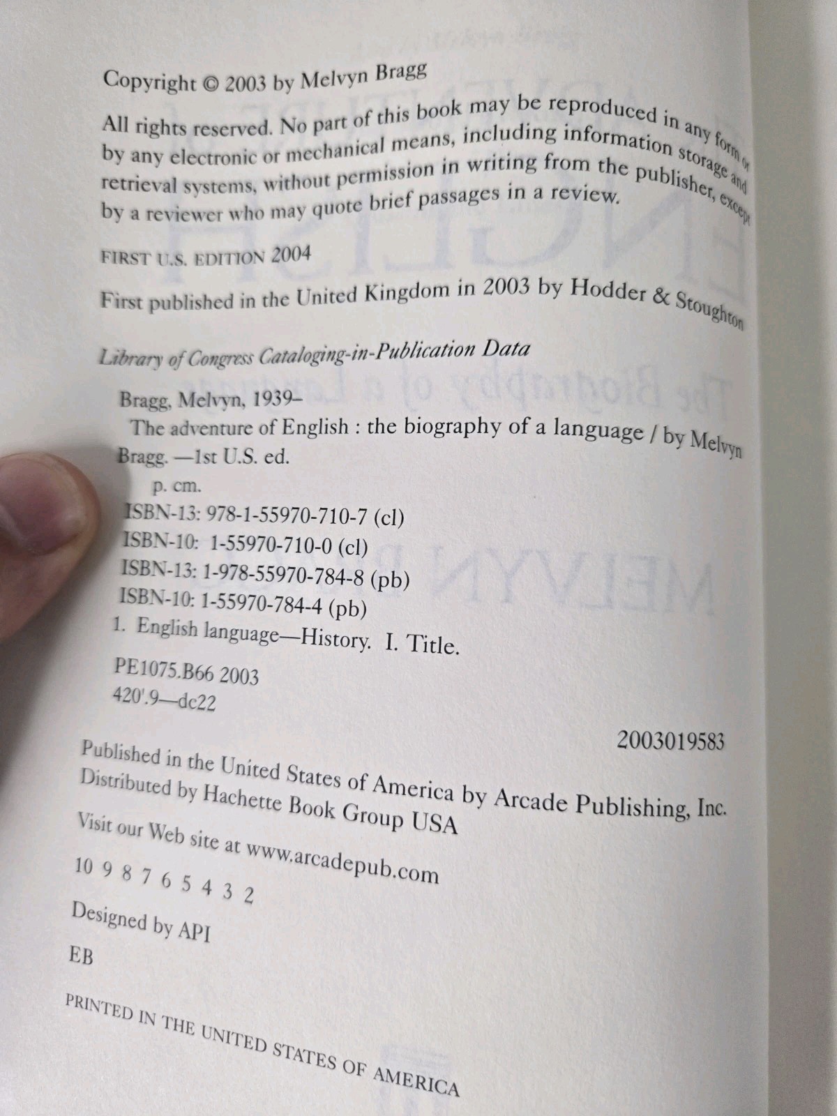 The Adventure of English: The Biography of a Language by Bragg, Melvyn J31