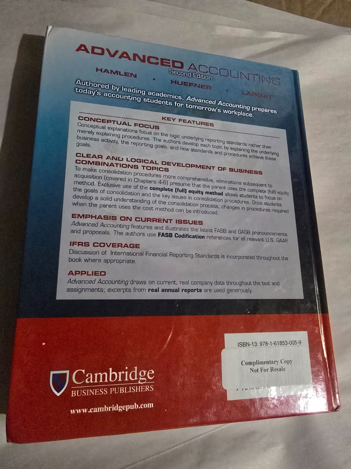 Advanced Accounting Book Cambridge Business Publishers Preowned 2B