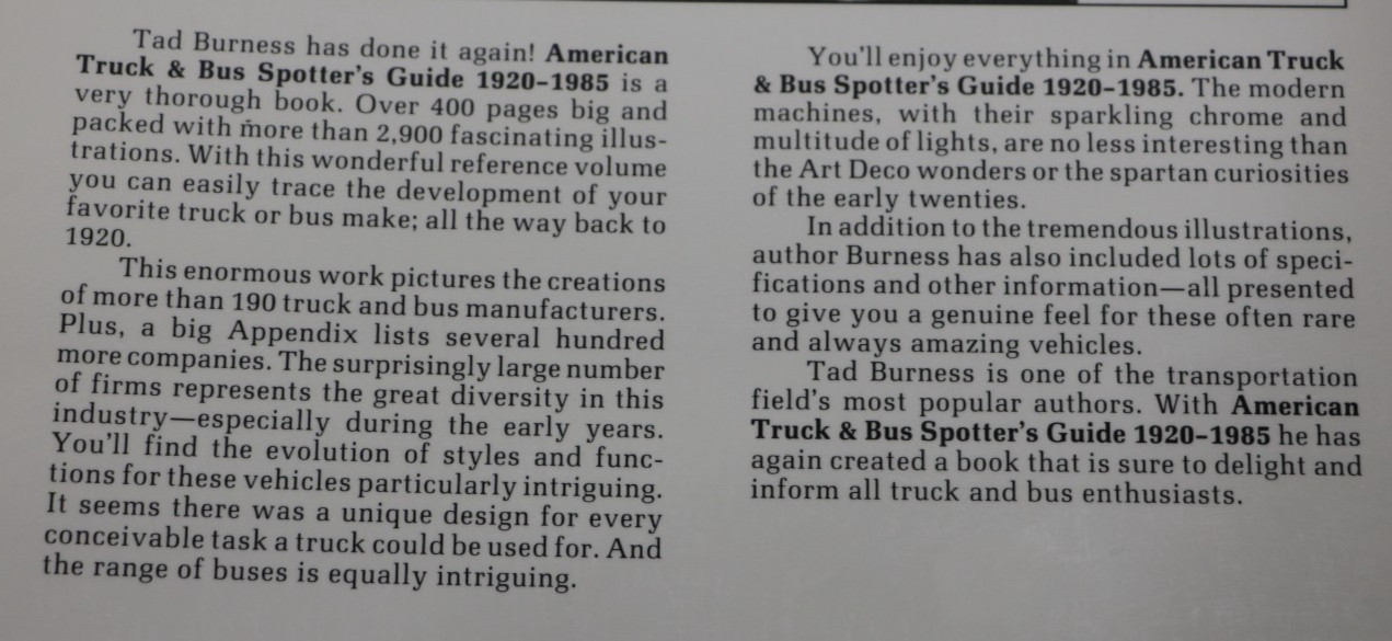 American Truck & Bus Spotter’s Guide 1920-1985 400 pages of Automotive History