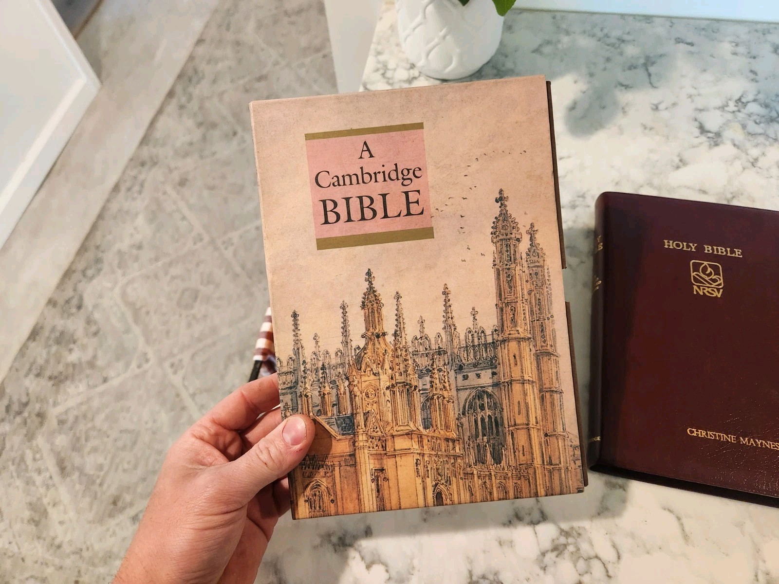 Holy Bible NRSV Minster Text Edition Dark Red Bonded Leather Burgundy Cambridge