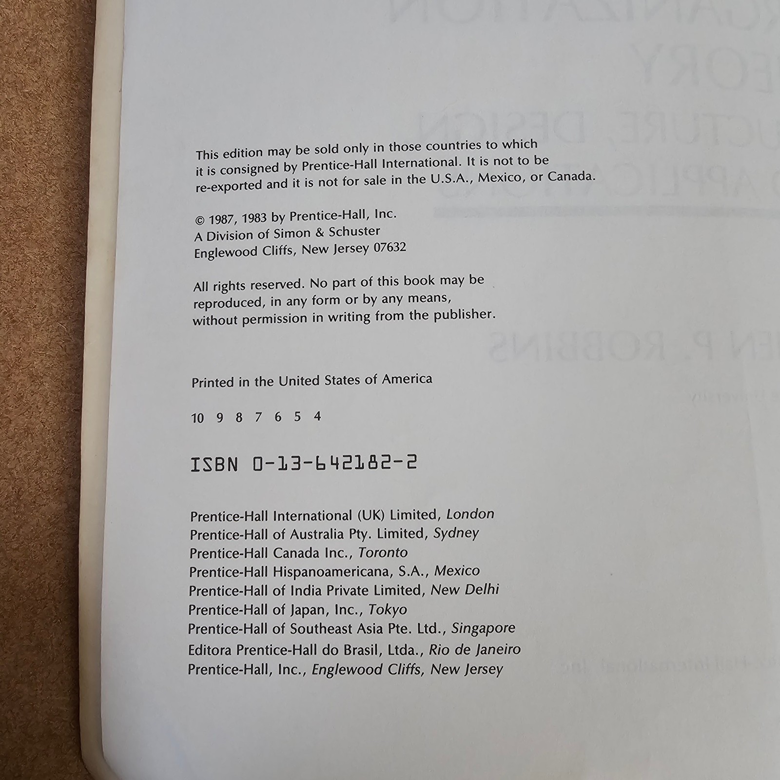 Organization Theory Structure Design Applications Stephen P Robbins 2nd Ed 1987