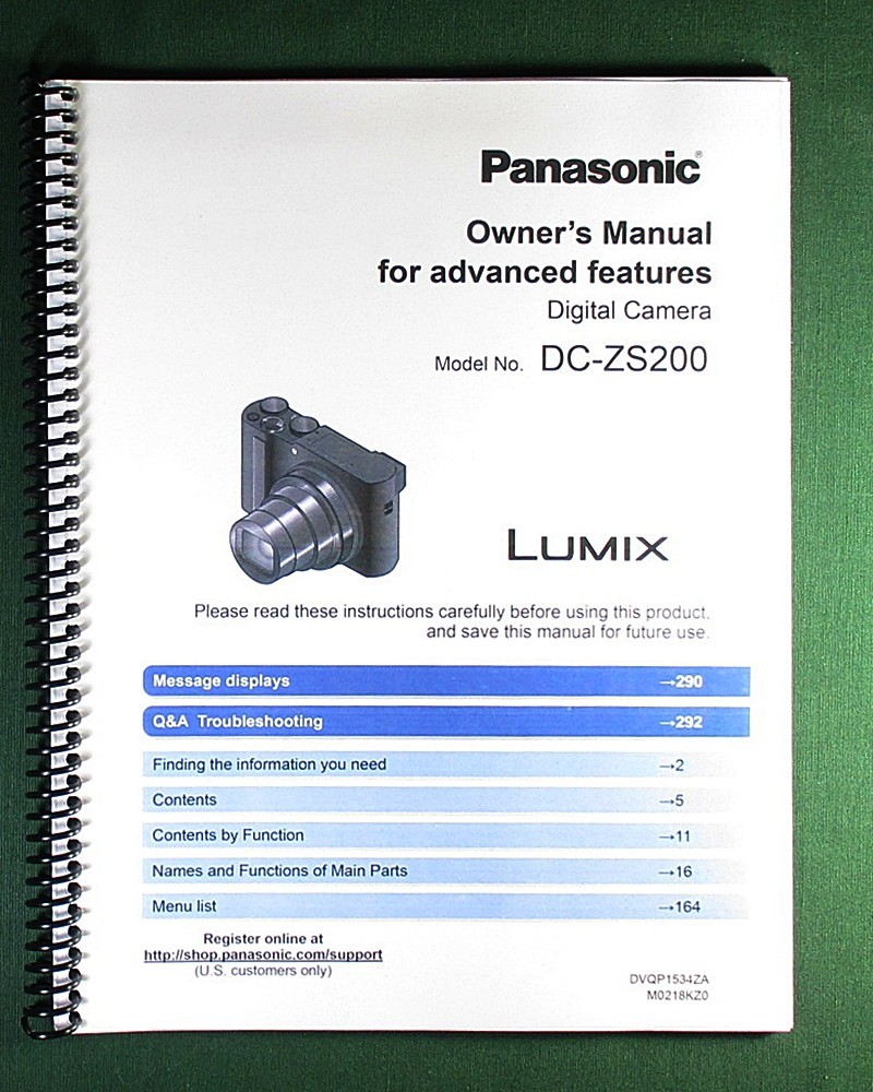 Panasonic DC-ZS200 Instruction Manual: 308 Pages & Protective Covers!