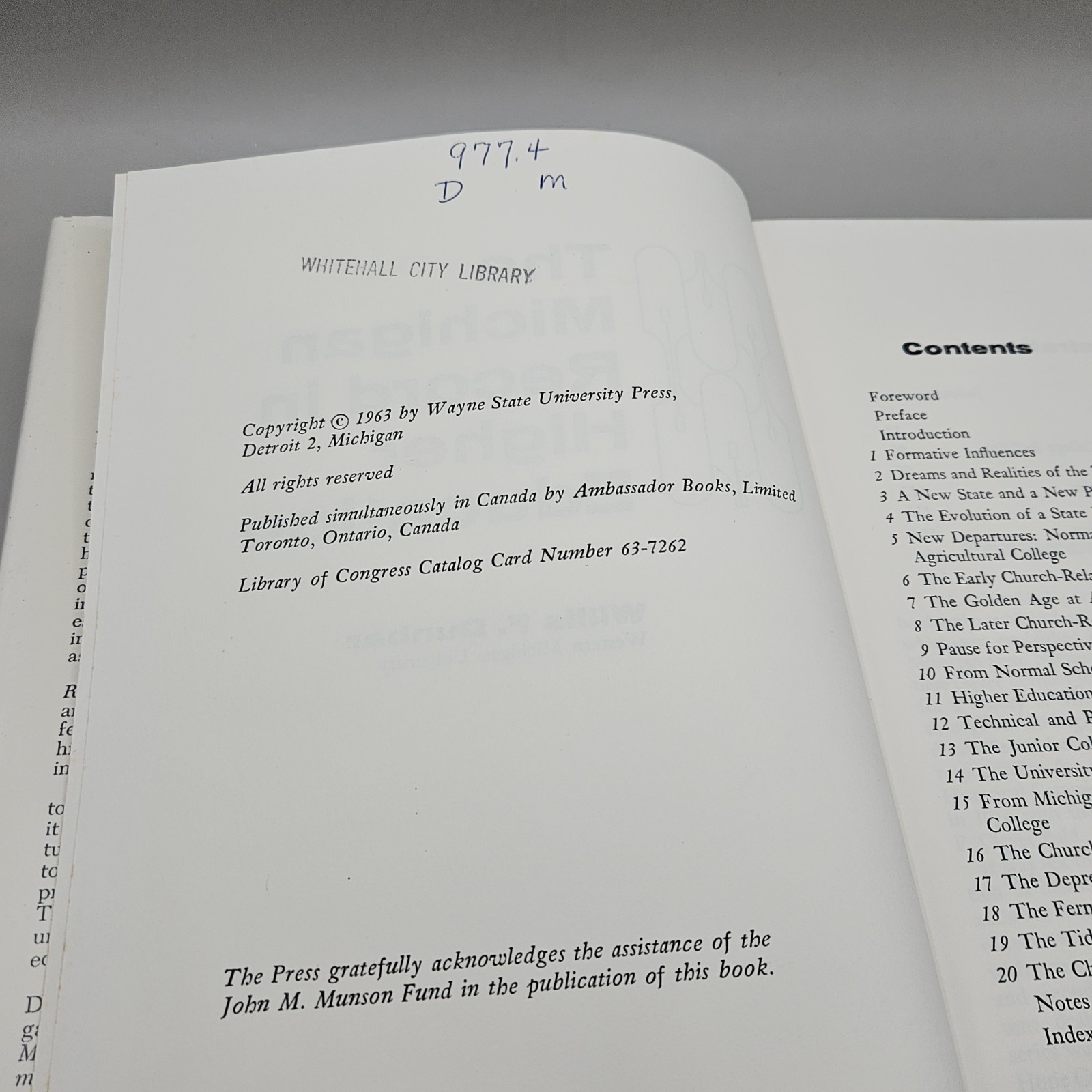 The Michigan Record In Higher Education By Willis Dunbar 1963 HC DJ Ex Library