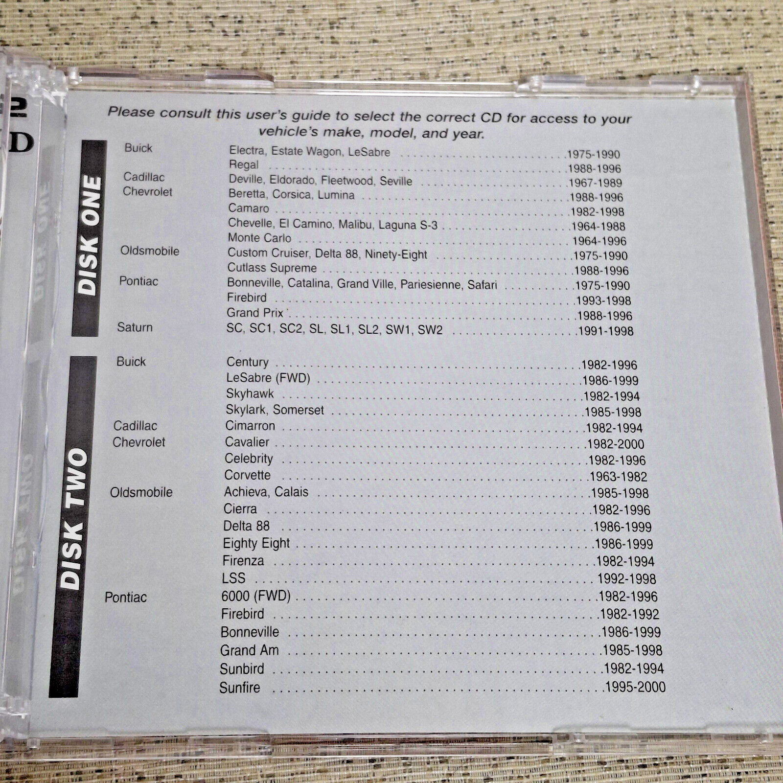 Chilton Total Car Care GM 1963-2000 Ver 1.0 Nichols Publishing 2 CD ROM