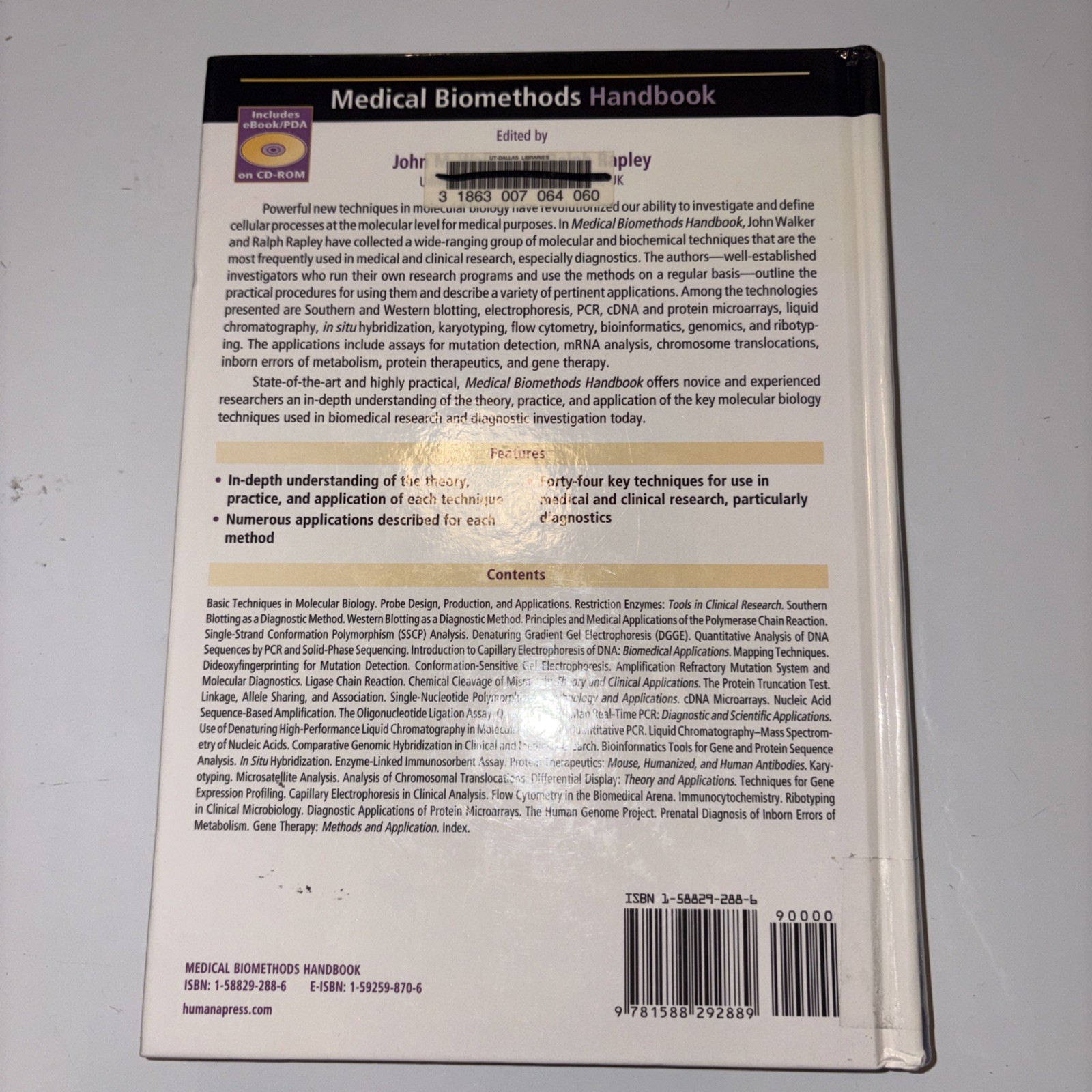 Methods in Molecular Biology Ser.: Medical BioMethods Handbook by Ralph…
