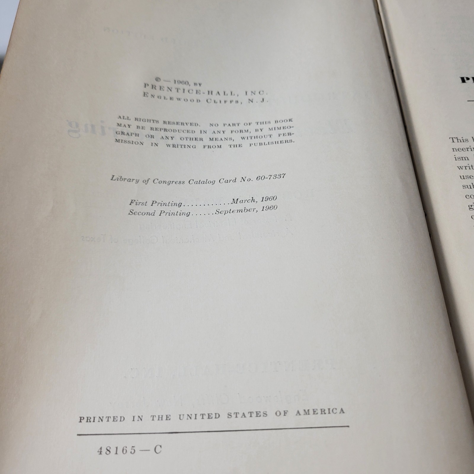Introduction to Electrical Engineering Science VTG 1960 HC Prentice-Hall 3rd Ed