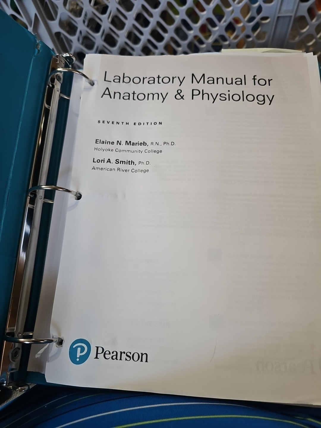 Laboratory Manual for Anatomy and Physiology Elaine N. Lori A. 3 ring In Binder