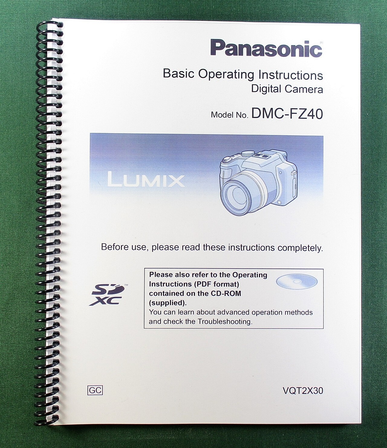 Panasonic Lumix DMC-FZ40 Basic Owner’s Manual: 36 Pages & Protective Covers!