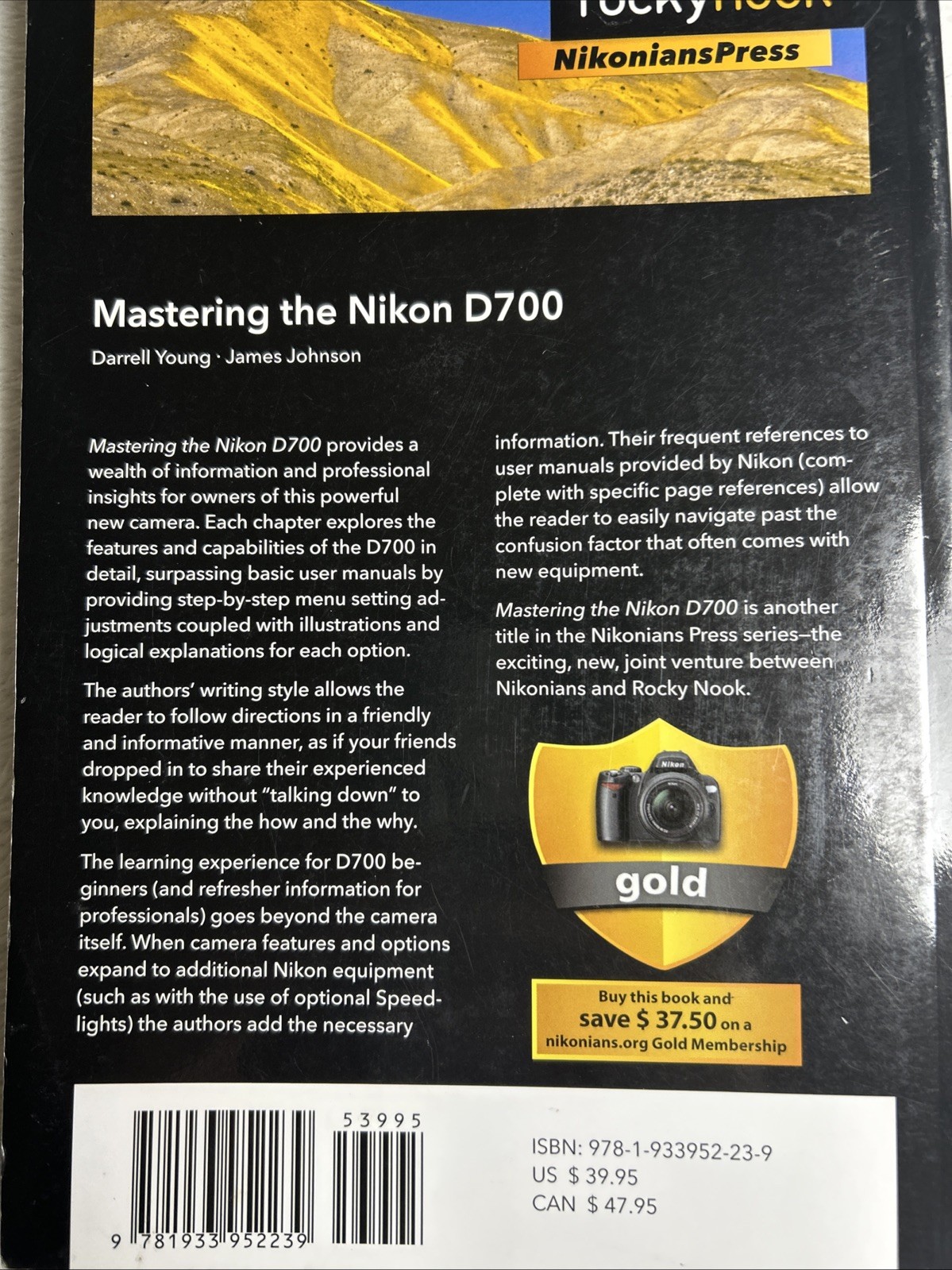 Mastering the Nikon D700 by Johnson, James GOOD Some creased pages