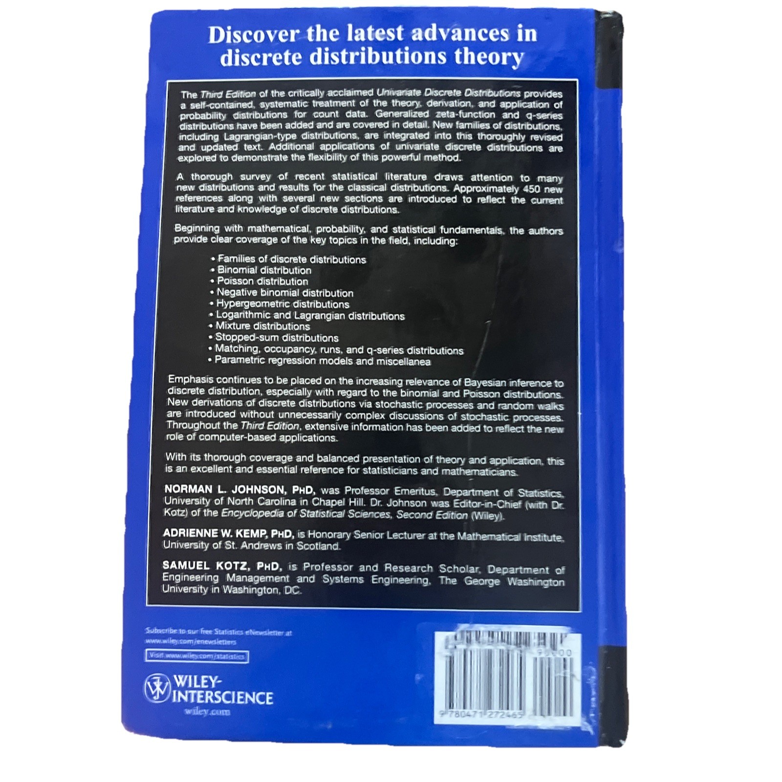 Univariate Discrete Distributions by Norman L. Johnson (English) Hardcover Book
