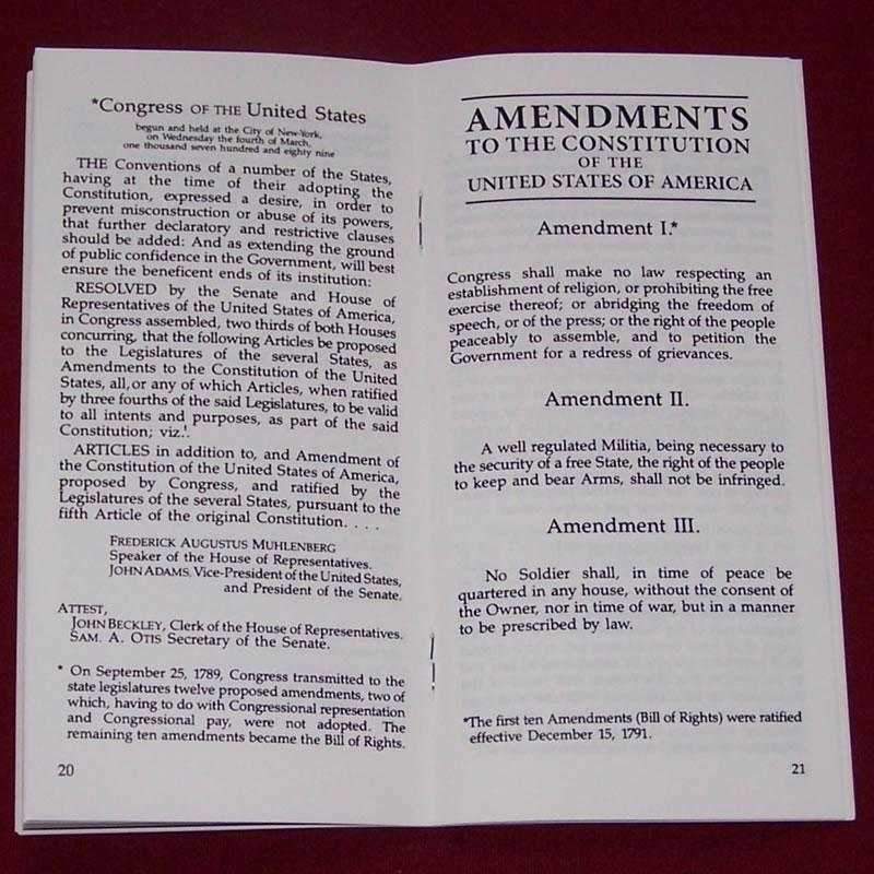 Pack of 10 Pocket Constitutions United States & Declaration of Independence