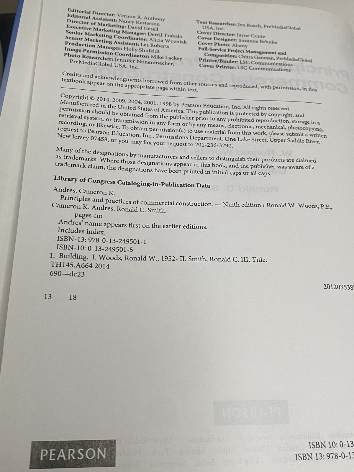 Principles and Practices of Commercial Construction 9th Ed Tabbed Textbook