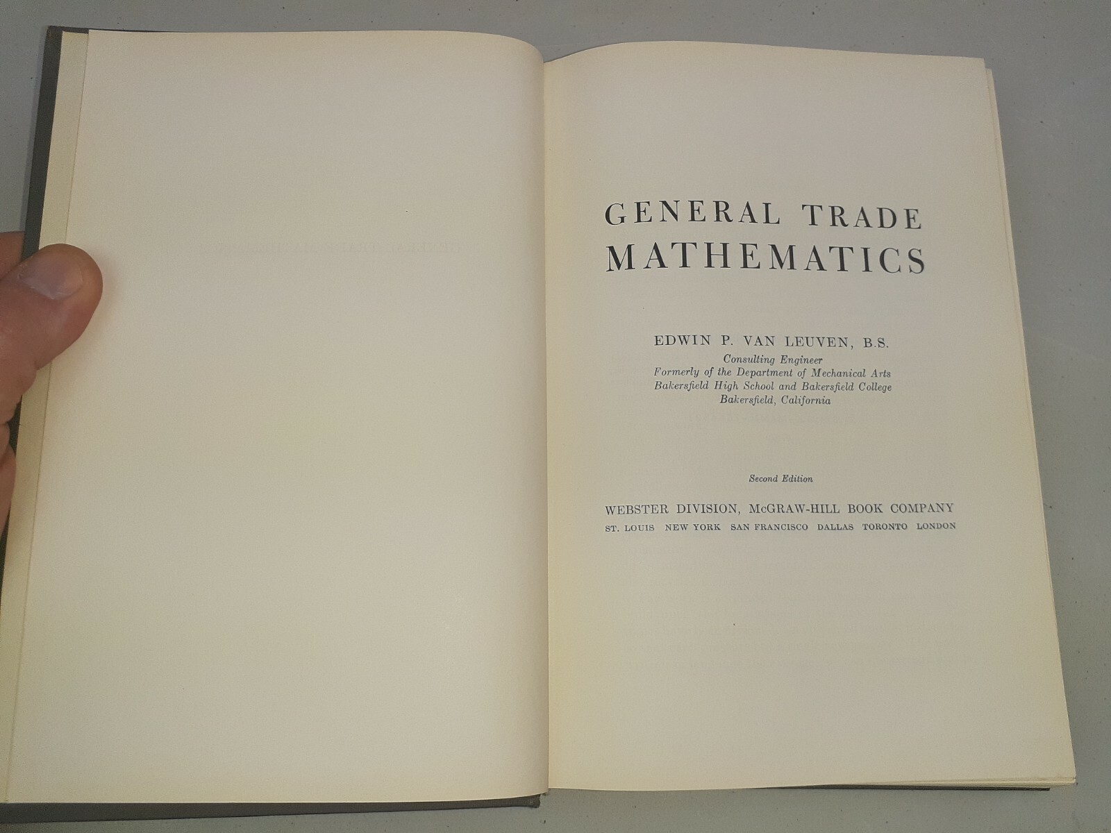 General Trade Mathematics Edwin P. VanLeuven 2nd Edition 1942 1952 Machinist