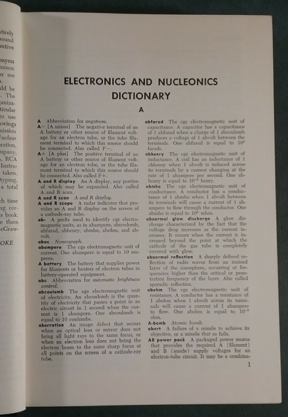 ELECTRONICS AND NUCLEONICS DICTIONARY Cooke & Markus 1960 First Edition Science