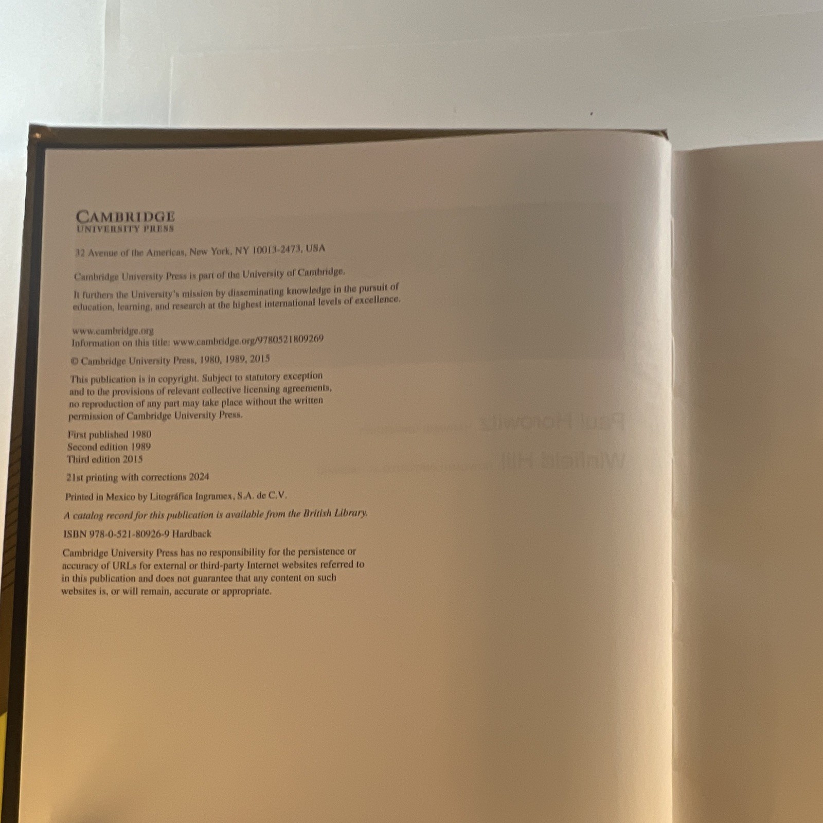 The Art of Electronics 3rd Ed Horowitz/Hill 2015 HC Cambridge Univ Press