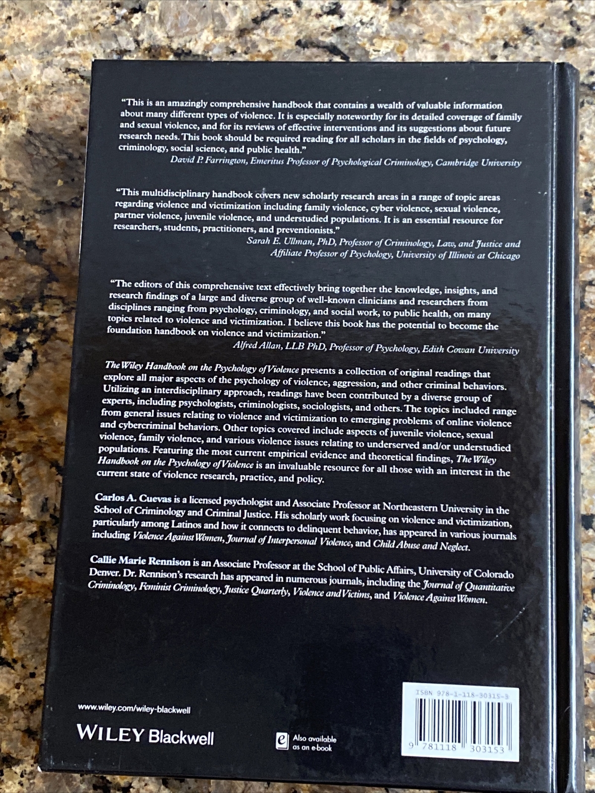 The Wiley Handbook on the Psychology of Violence – Hardcover – Very Good