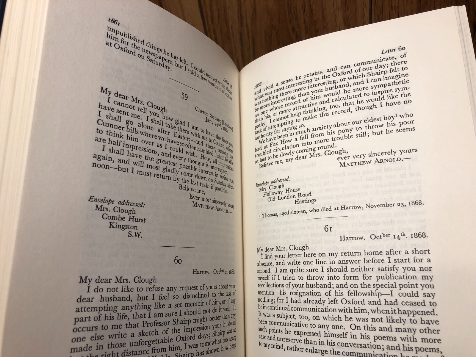 The Letters of Matthew Arnold to Arthur Hugh Clough OXFORD UNIVERSITY PRESS