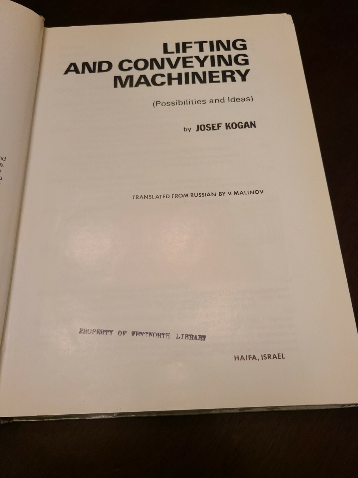 Lifting and Conveying Machinery by Josef Kogan, 1985, Hardcover, Ex Library