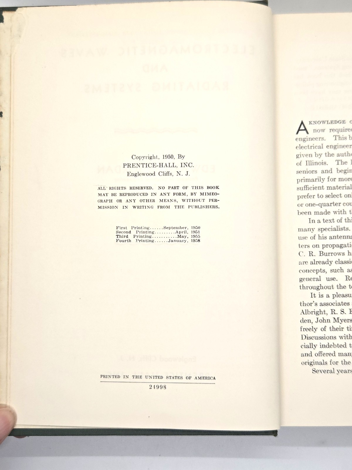 Electromagnetic Waves and Radiating Systems Jordan 1958 HC