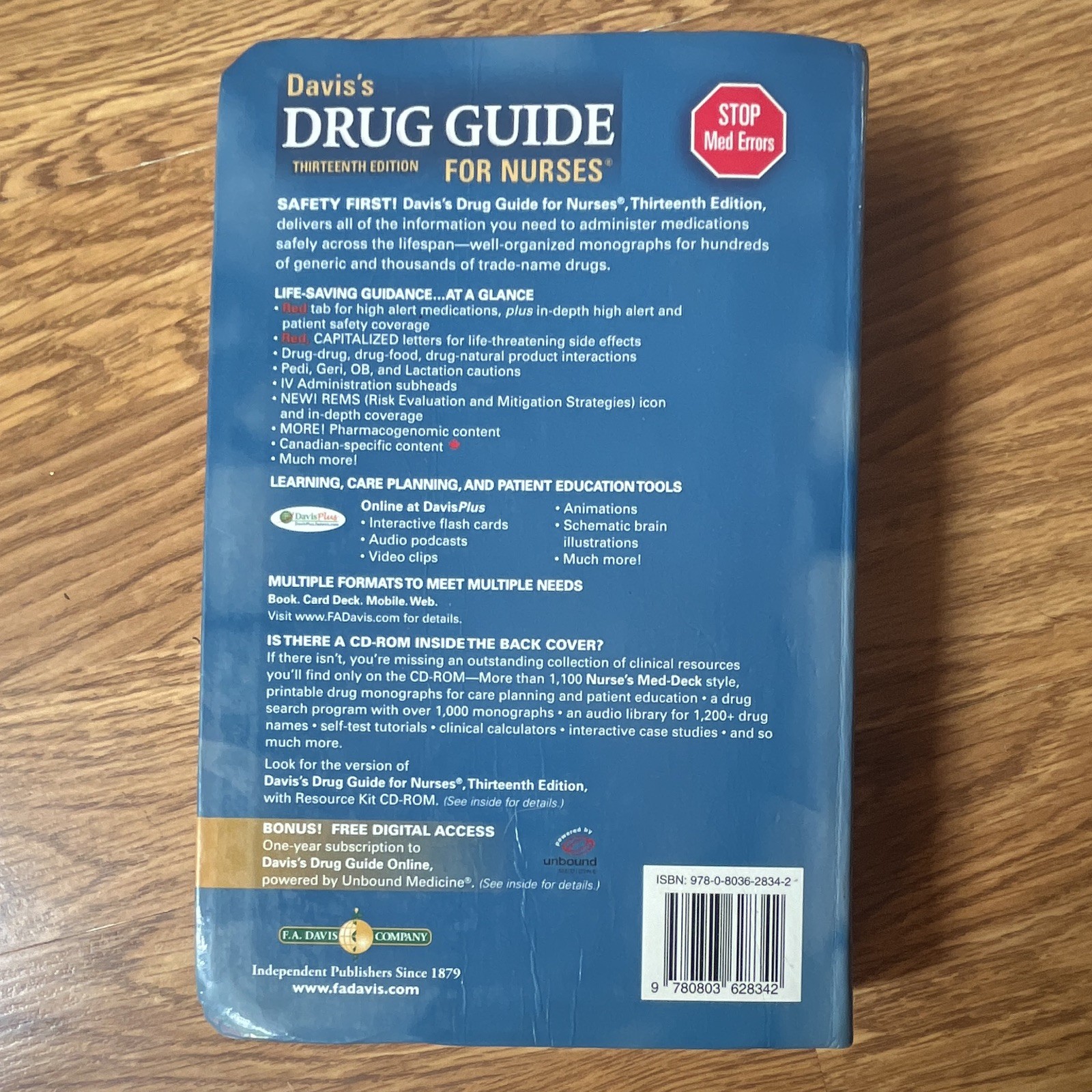F.A. Davis Davis’s Drug Guide for Nurses 13th Ed 2013 Hardcover Vallerand