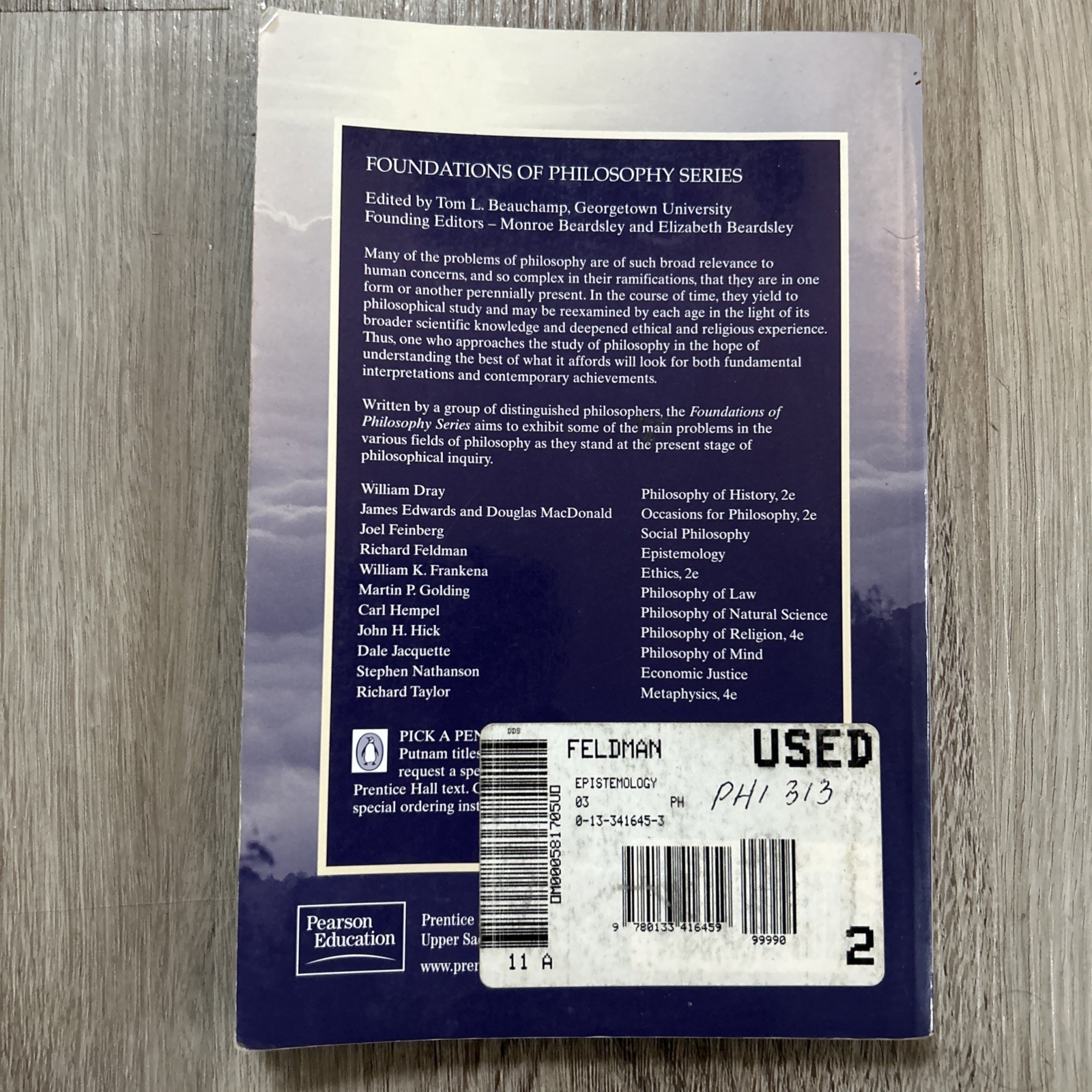 Epistemology Richard Feldman SC 2002 Pearson Education Foundations of Philosophy