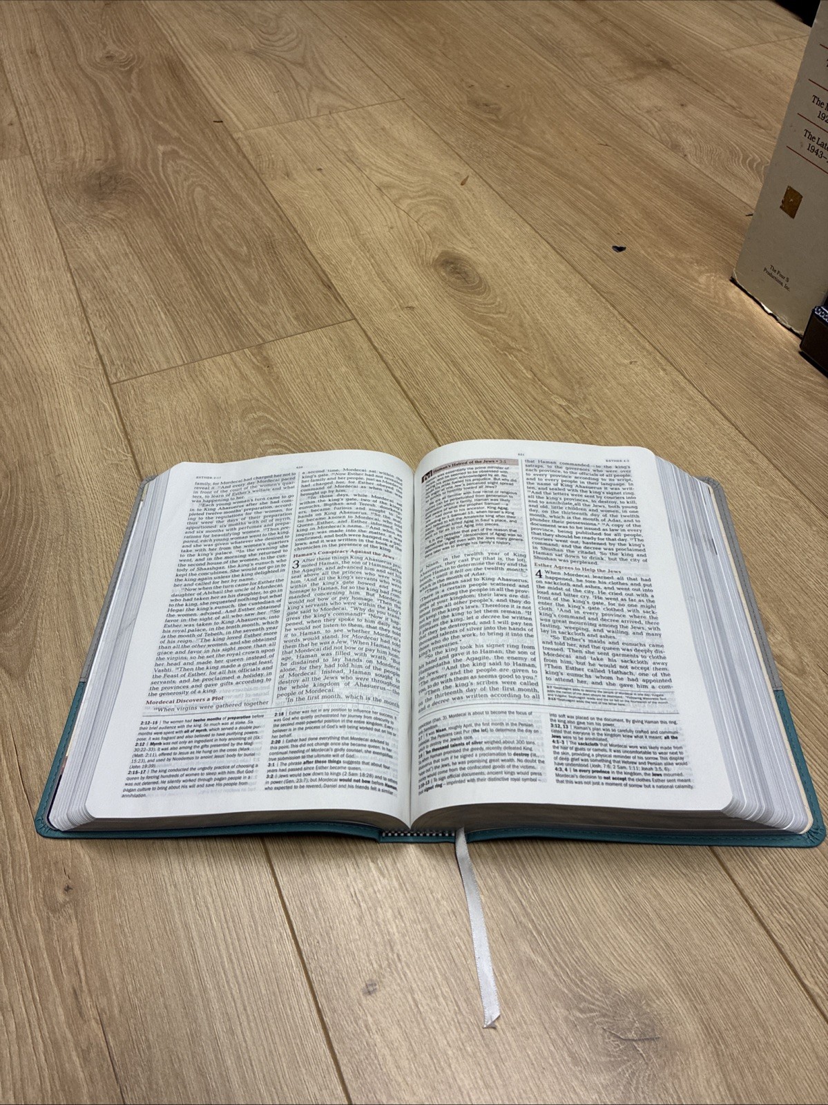 The Jeremiah Study Bible, NKJV Leatherluxe Gray/Teal – DIRTY COVER GOOD PAGES