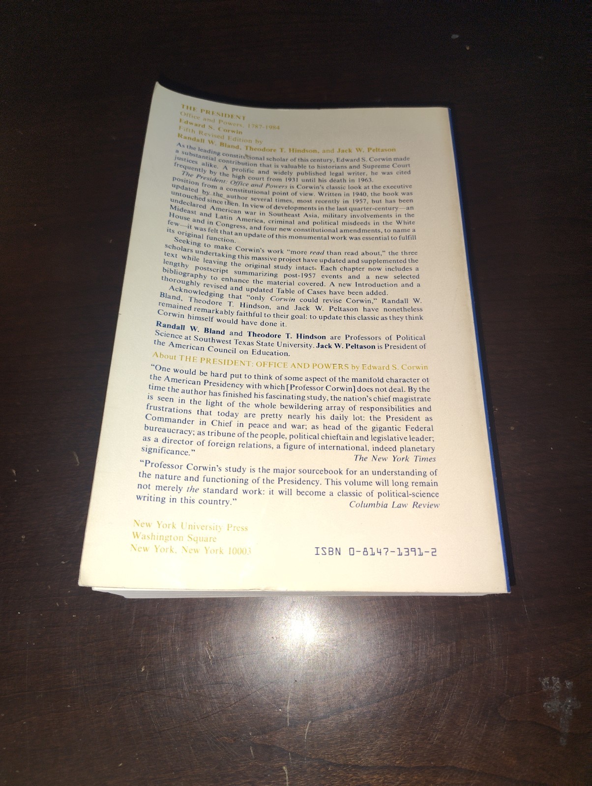 The President Office and Powers by Edward S. Corwin ~ 5th Ed. 1984 Paperback