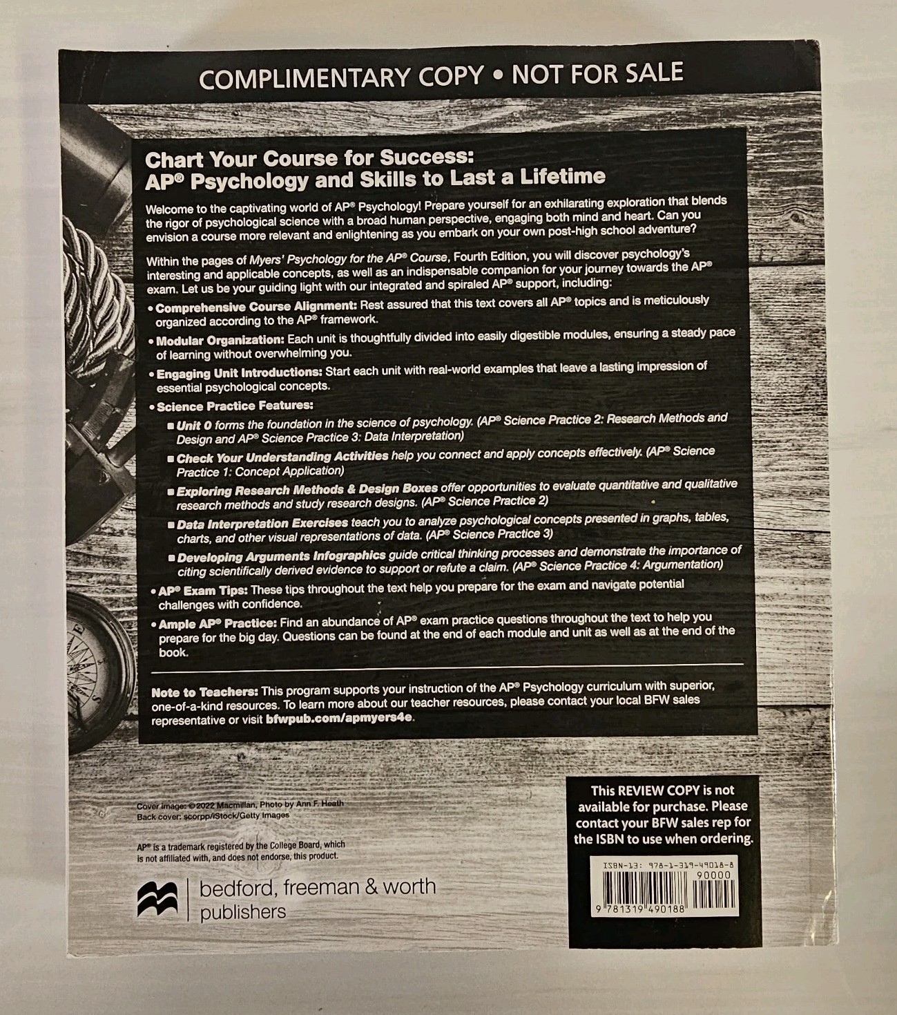 Myers AP psychology textbook – Fouth Edition – NFS Paper Back