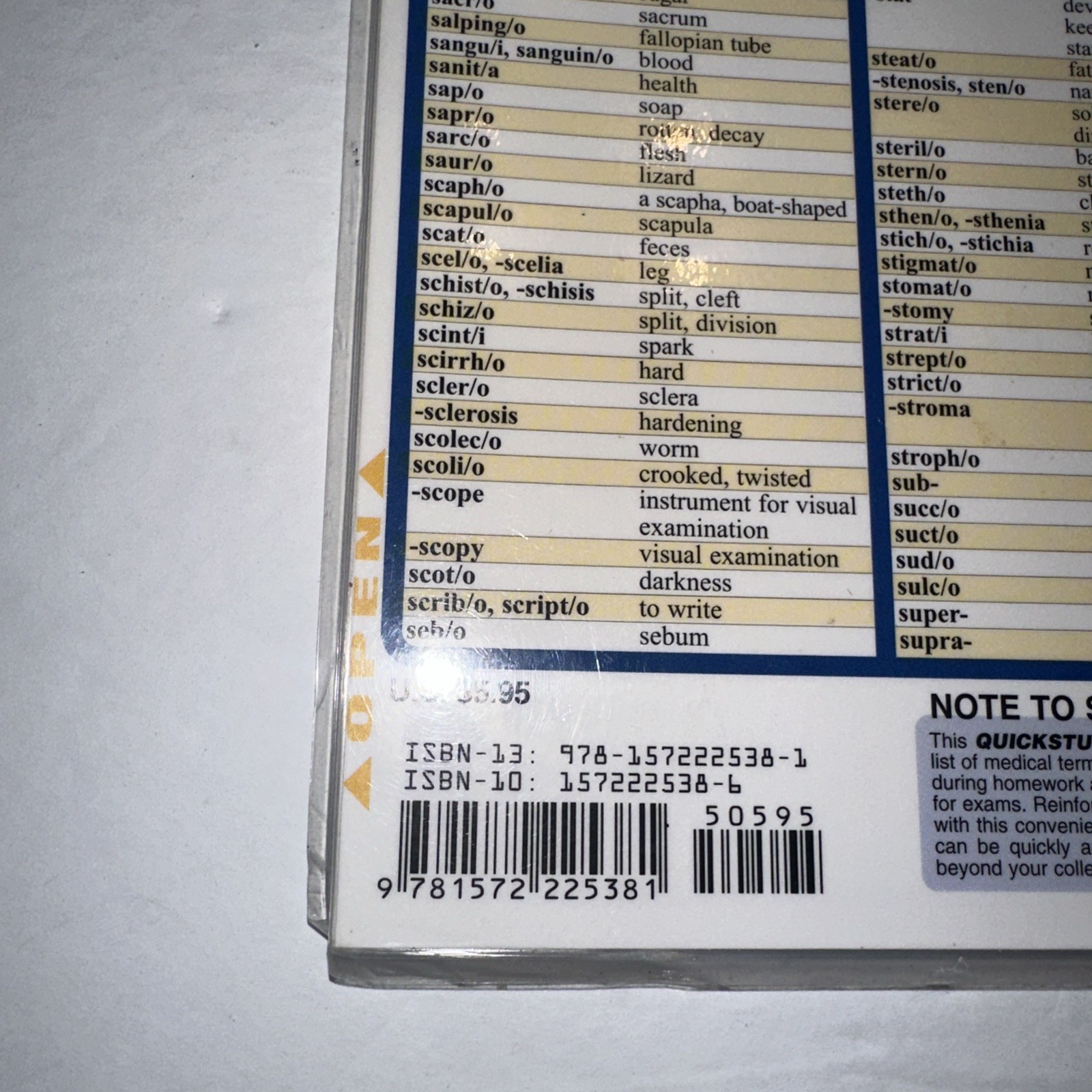 Medical Terminology: The Basics: A Quick Study Laminated Reference Guide