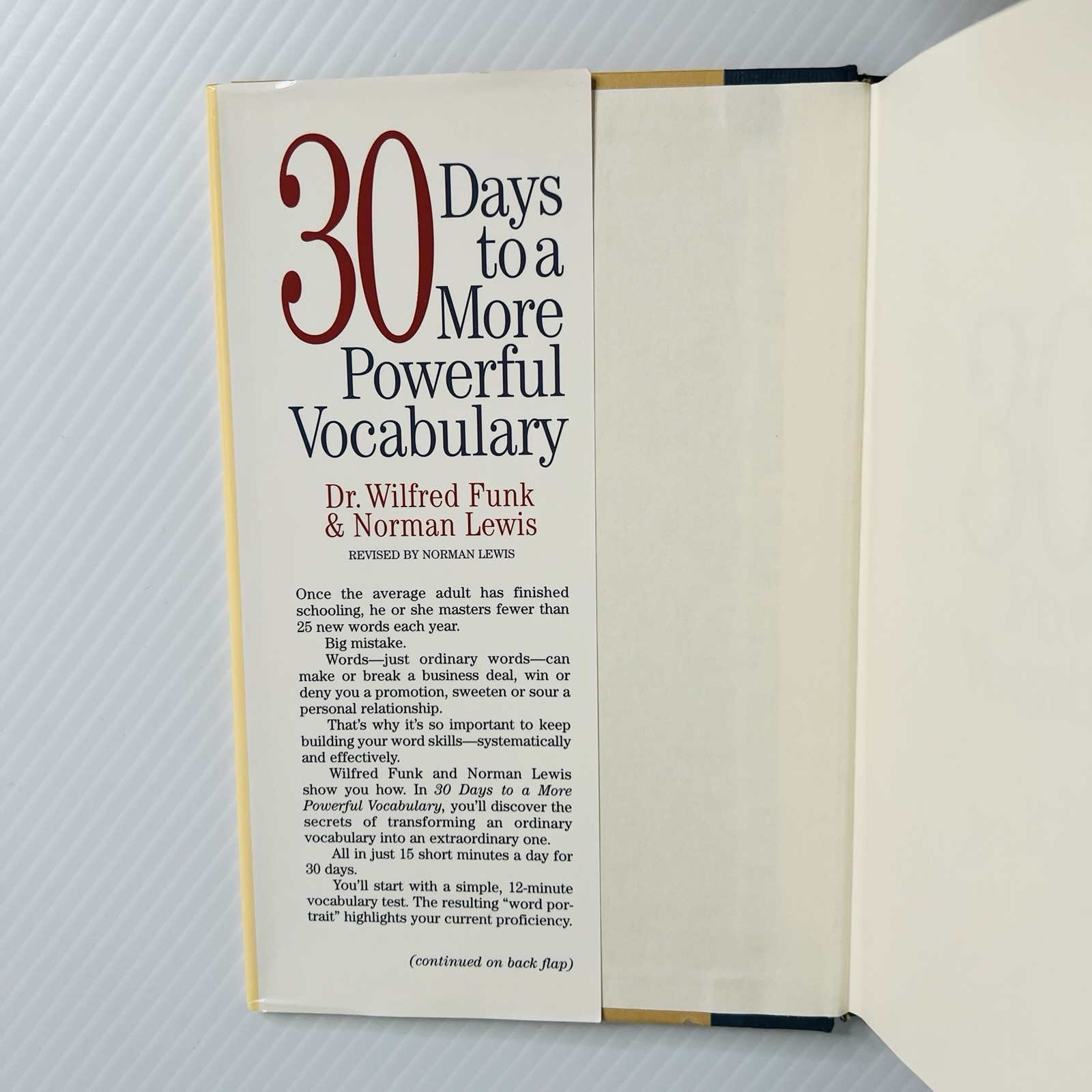 30 Days to a More Powerful Vocabulary Wilfred Funk Norman Lewis Hardcover