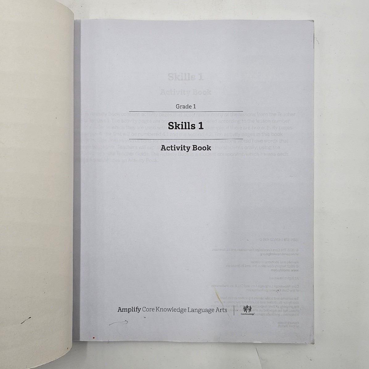 UNMARKED PAGES Amplify CKLA Grade 1 Skills 1 Activity Book | Phonics Workbook VG