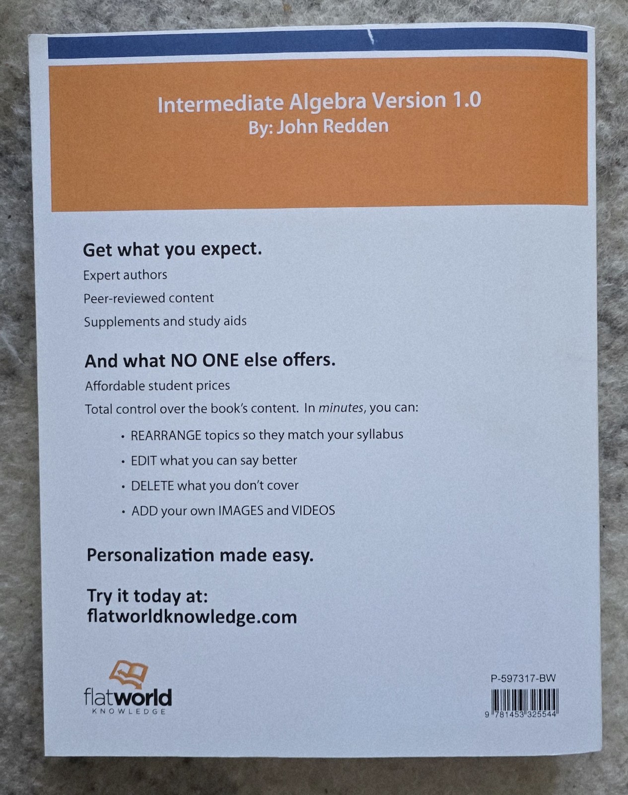 INTERMEDIATE ALGEBRA VERSION 1.0 By John Redden “New Other”