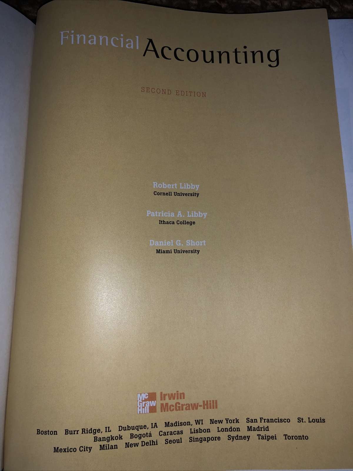 Financial Accounting Robert Libby Textbook Second Edition Irwin McGraw Hill