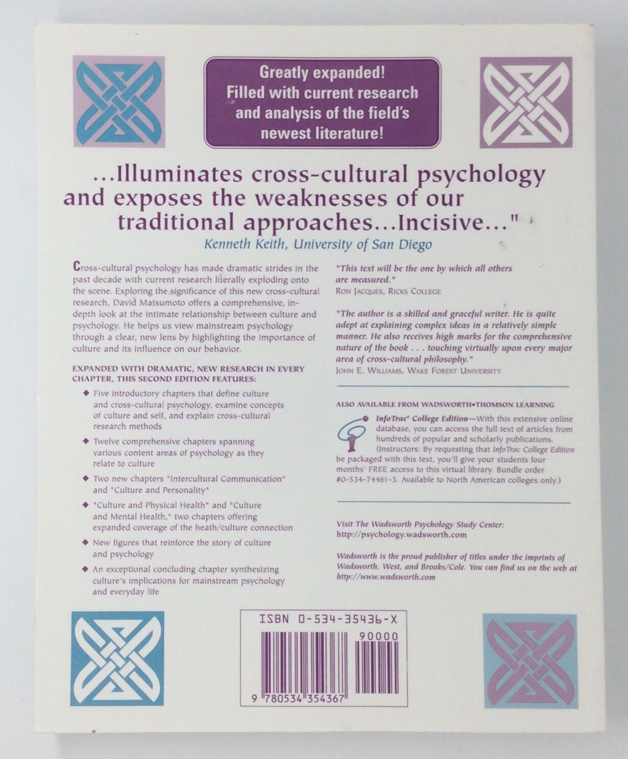 Culture and Psychology: People Around the World, by Matsumoto 2nd ed. pback NEW