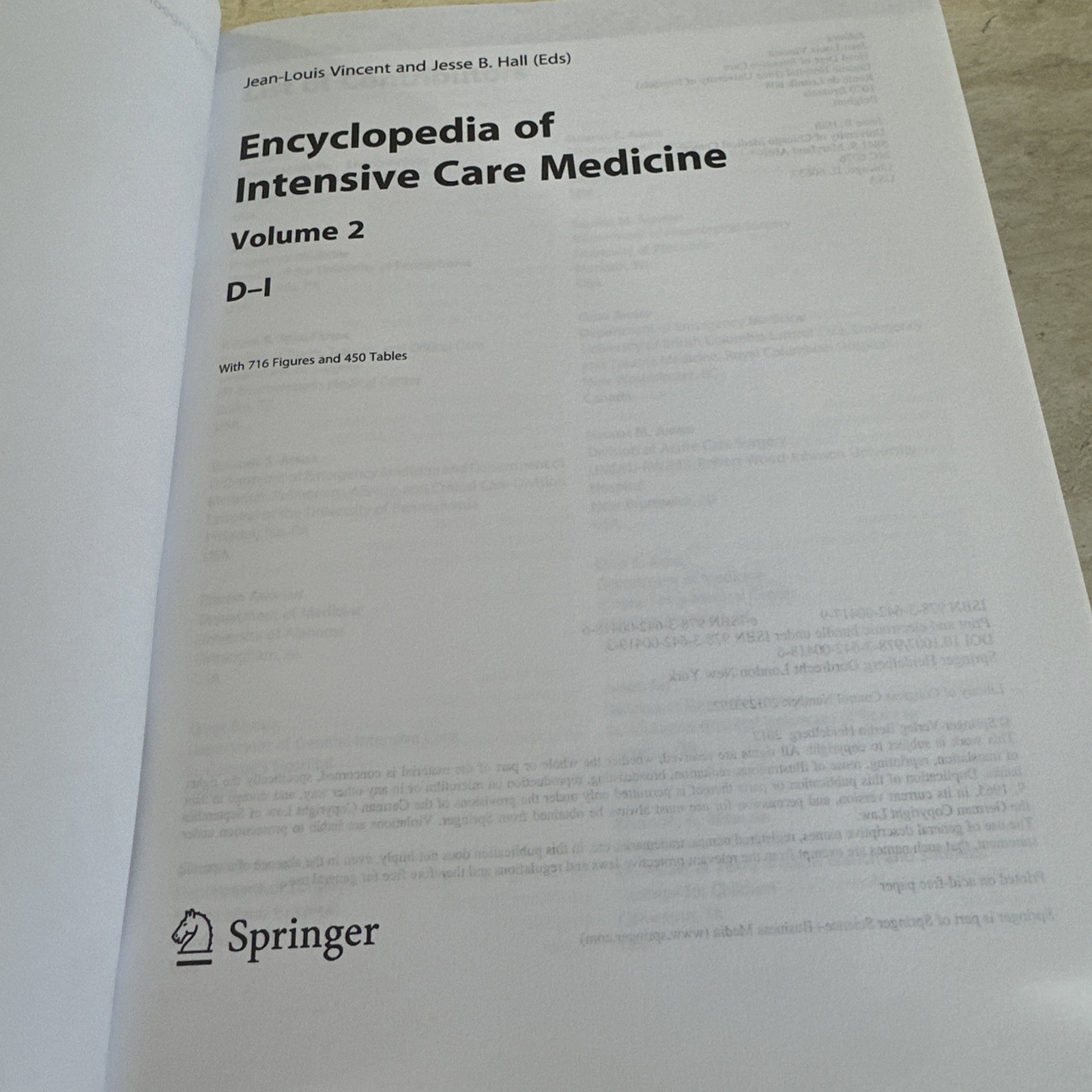 Encyclopedia of Intensive Care Medicine Jesse B. Hall (2012, Hardcover) VOLUME 2