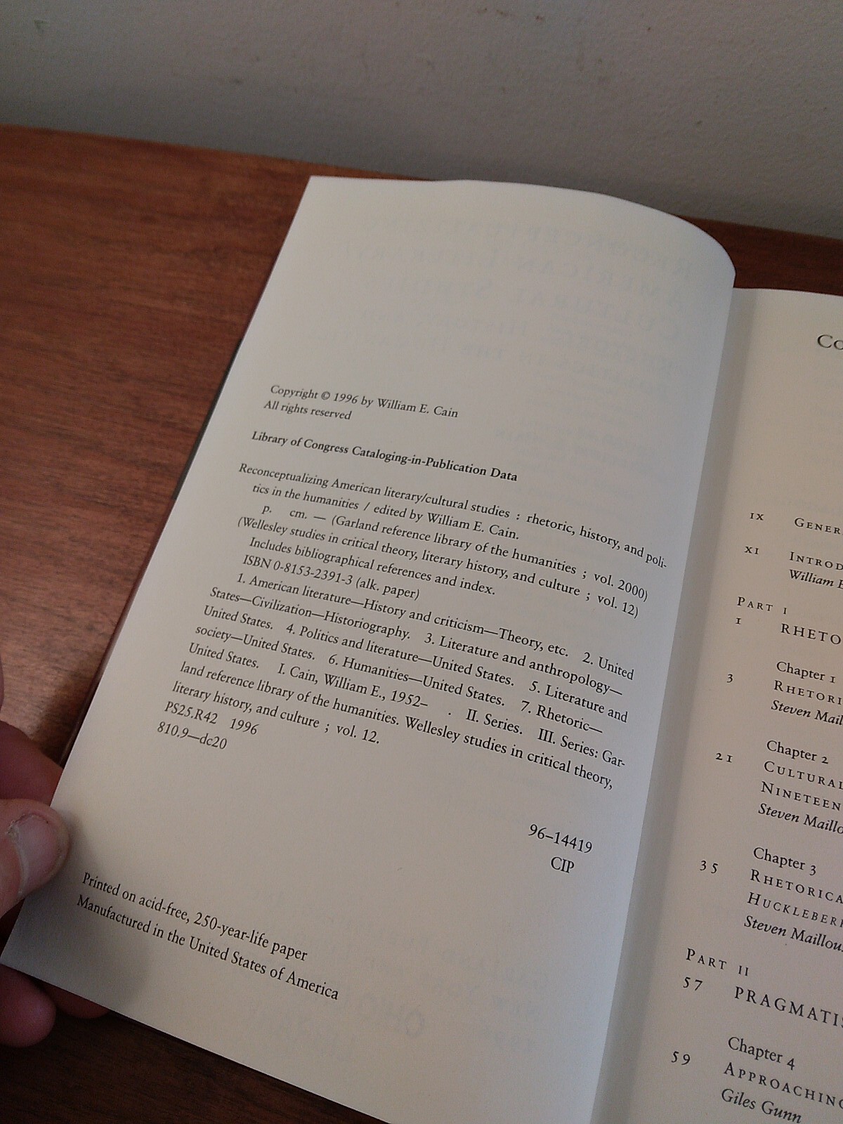 Reconceptualizing American Literary/Cultural Studies… ed. William E Cain. HC
