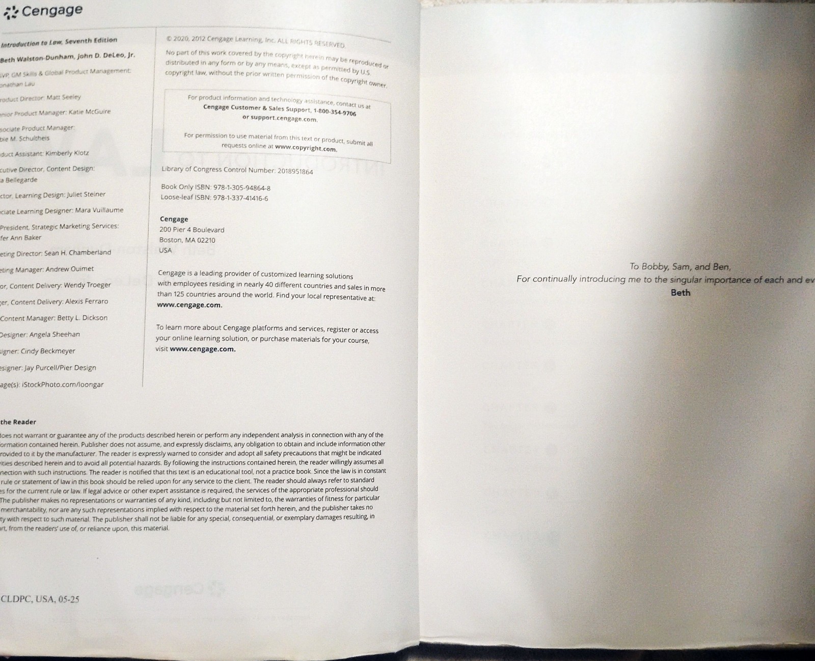 Introduction to Law Seventh Edition by Beth Walston-Dunham, John D. DeLeo, Jr.