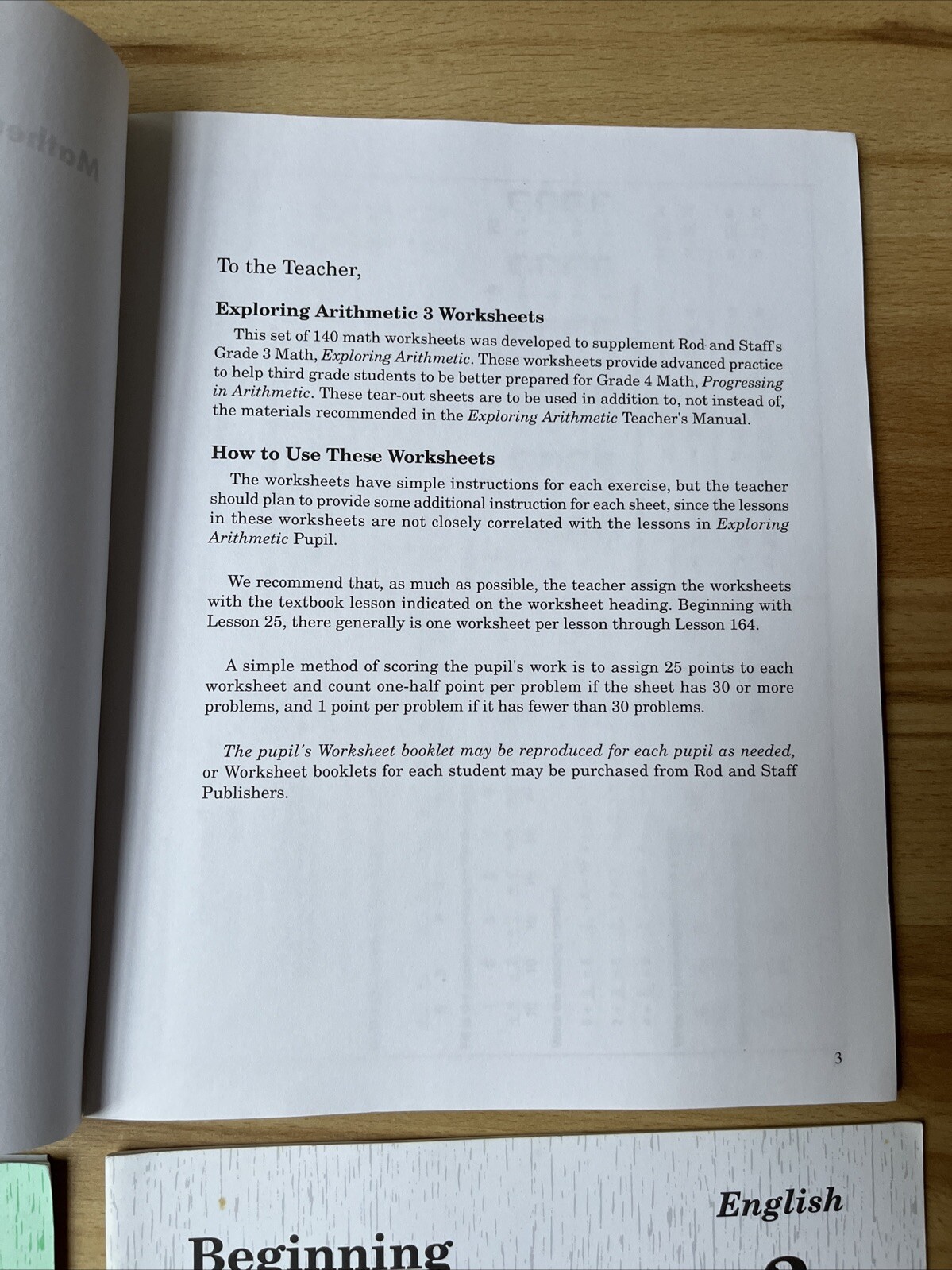 Rod and Staff Grade 3 Exploring Arithmetic Beginning Wisely English Worksheets