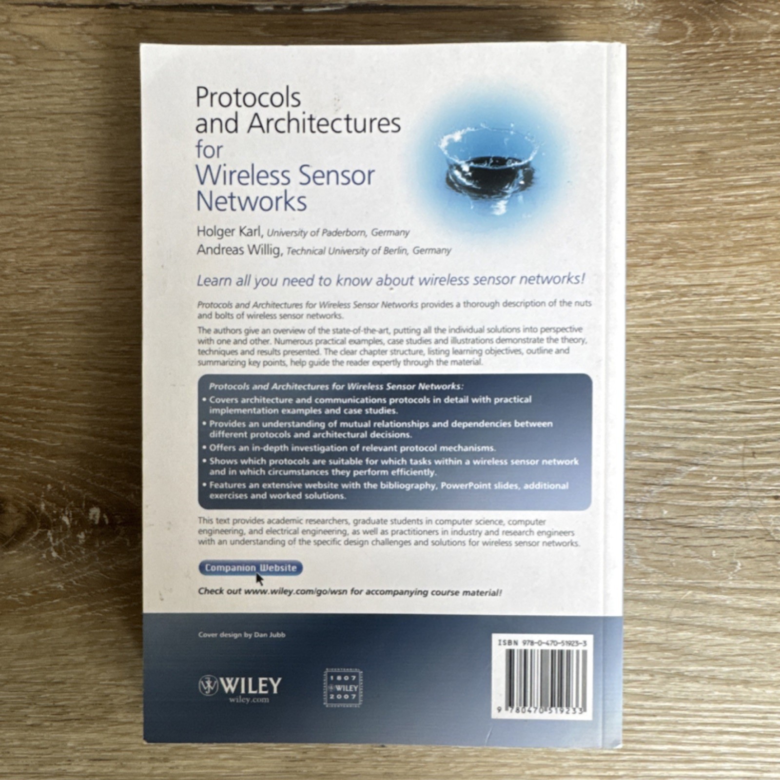 Protocols and Architectures for Wireless Sensor Networks, Karl & Willig, Wiley