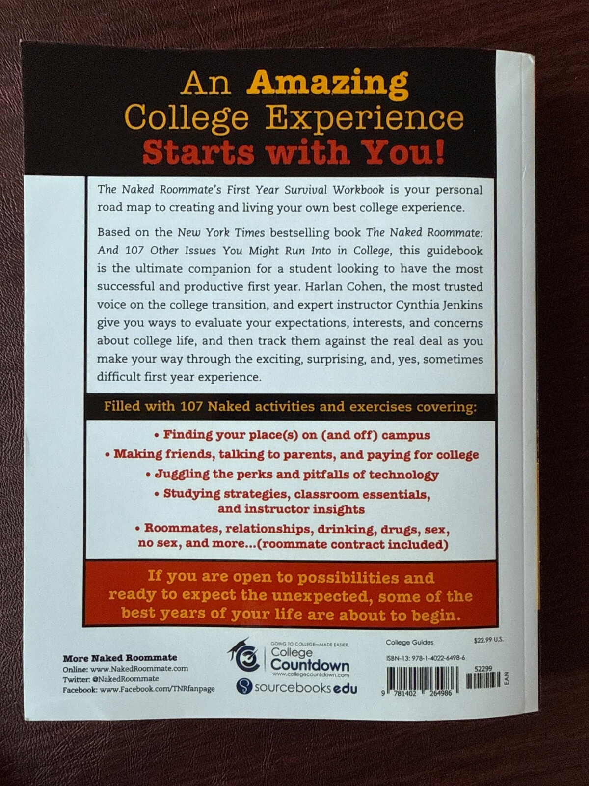 The Naked Roommate’s College First Year Survival Workbook, Freshman Help $23 NEW