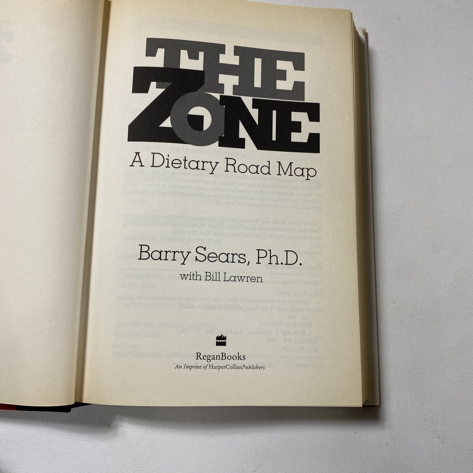 The Zone : A Dietary Road Map – Barry Sears (Dust Jacket, 1995, 1st Edition)