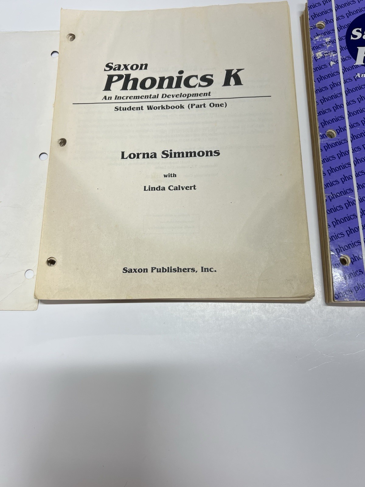 Saxon Phonics K SET student Workbook part 1 & 2 + Teacher’s manual kindergarten