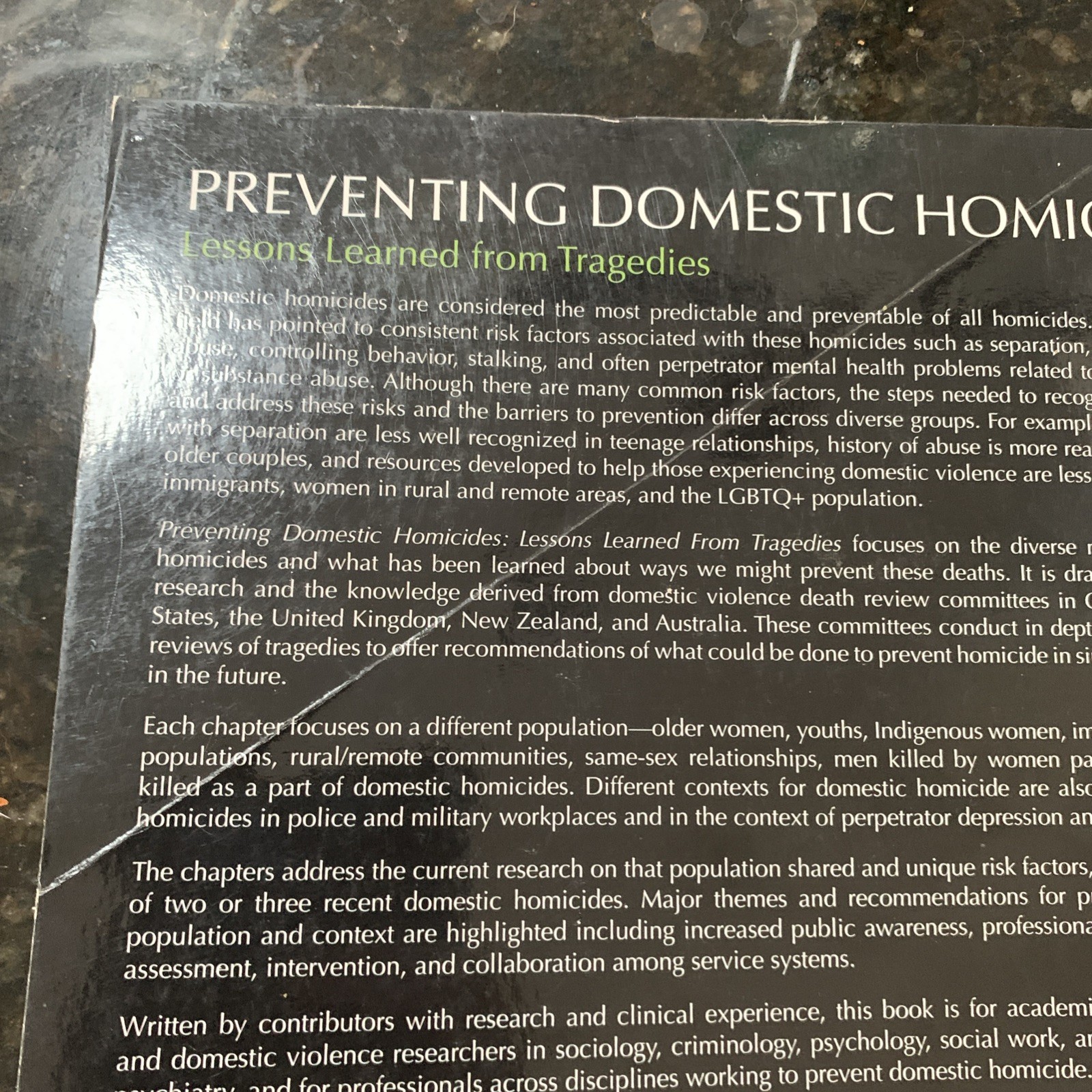 Preventing Domestic Homicides : Lessons Learned from Tragedies by Katreena Scott