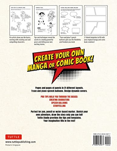 Blank Comic Book: Draw Your Own Manga! (84 Blank Pages of 21 Different Templates