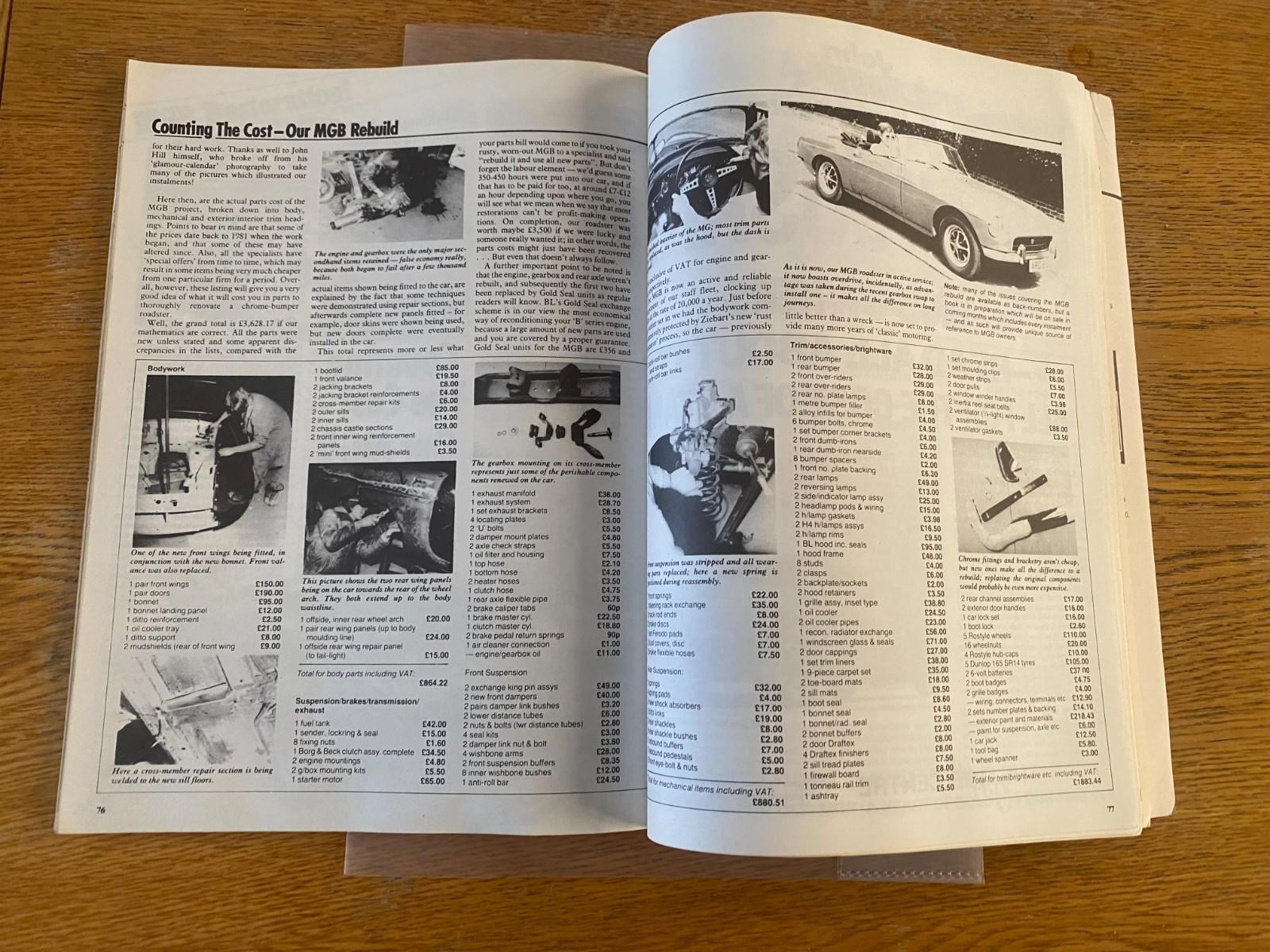 PRACTICAL CLASSICS MGB RESTORATION GUIDE 100 PAGES GOOD CONDITION
