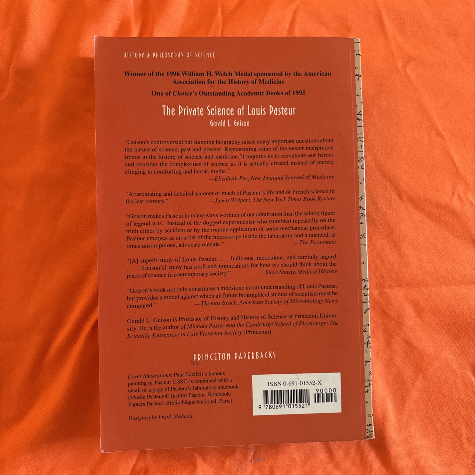 The Private Science of Louis Pasteur Hardcover Gerald L. Geison