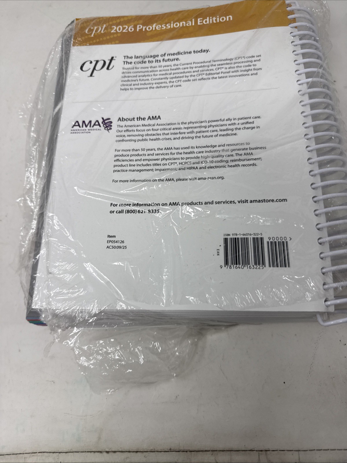 CPT Professional 2026 by American Medical Association Spiral *New W/Torn Wrap