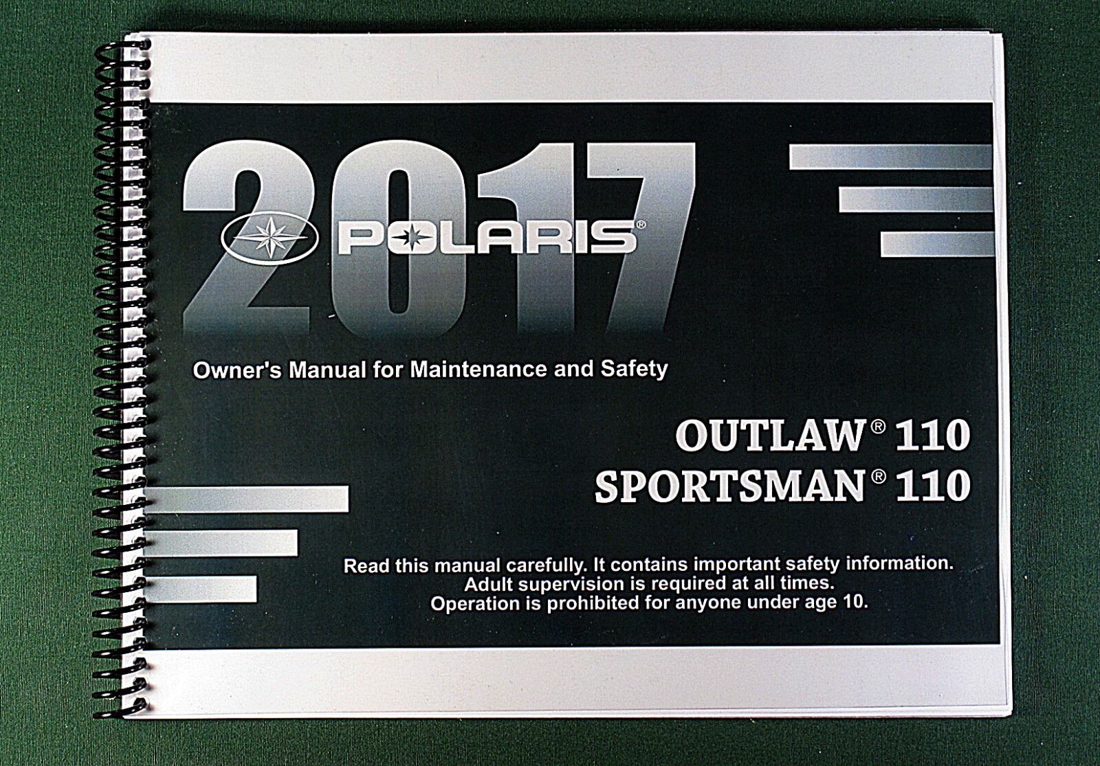 2017 Polaris Outlaw 110 ATV Owner’s Manual: 193 Pages & Protective Covers!