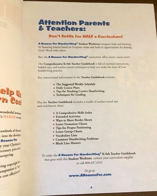 Handwriting Level B Student Worktext – Manuscript (Like New)